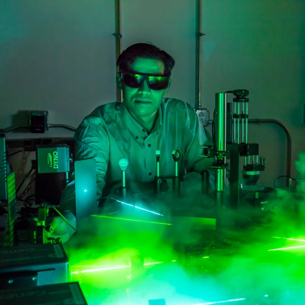 Gururaj Naik is developing technology to upconvert light by using lasers to power devices that combine plasmonic metals and semiconducting quantum wells