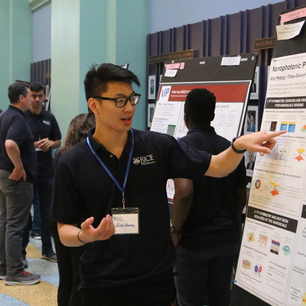 undergraduate student presenting research