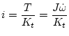 $\displaystyle i=\frac{T}{K_t}=\frac{J\dot{\omega}}{K_t}$
