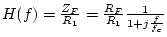 $H(f)=\frac{Z_F}{R_1}=\frac{R_F}{R_1}\frac{1}{1+j\frac{f}{f_c}}$
